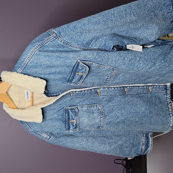 Old navy Sherpa-Lined Non-Stretch Jean Utility Shacket for Women XXL - Picture 2 of 8
